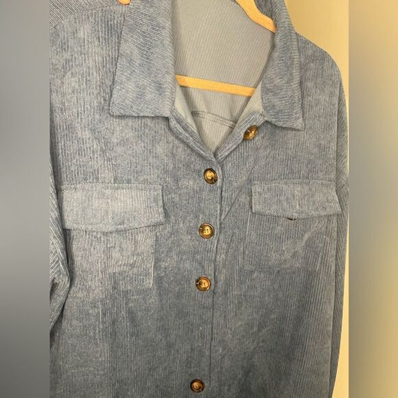 Ribbed button up shirt jacket - Picture 2 of 2